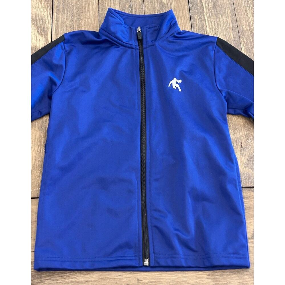 AND1 Jacket Kids Small 6/7 Full Zip Long Sleeve Pockets Basketball Blue Black